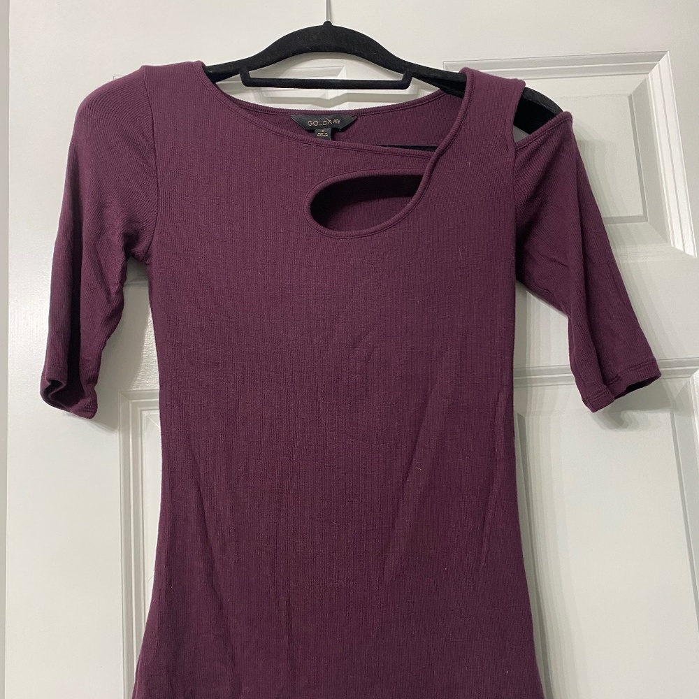 Burgundy, Short sleeve knit top